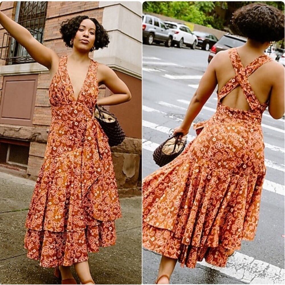 NWT J.Crew Collection Cross-Back Ruffle-Hem Midi Dress Size 16